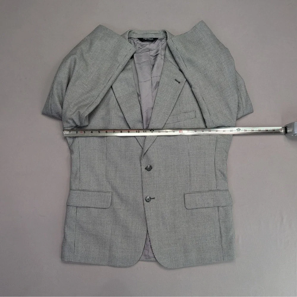 Jos A Bank Wool Houndstooth Blazer 44S Gray Classic Sport Coat